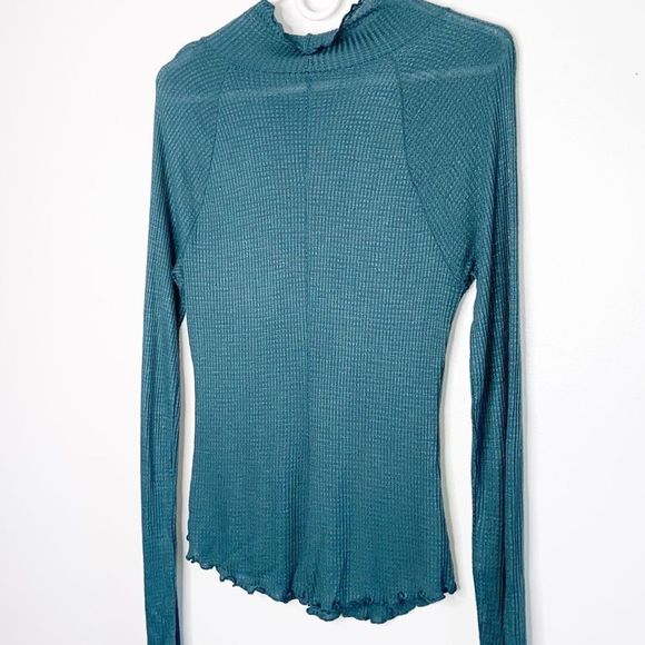 Free People Make It Easy Long Sleeve Thermal T-shirt Tee Shirt Jade Blue Size M - Picture 8 of 10